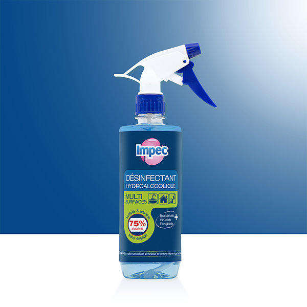 ENTRETIEN SPRAY DÉSINFECTANT HYDROALCOOLIQUE 500ML IMPEC