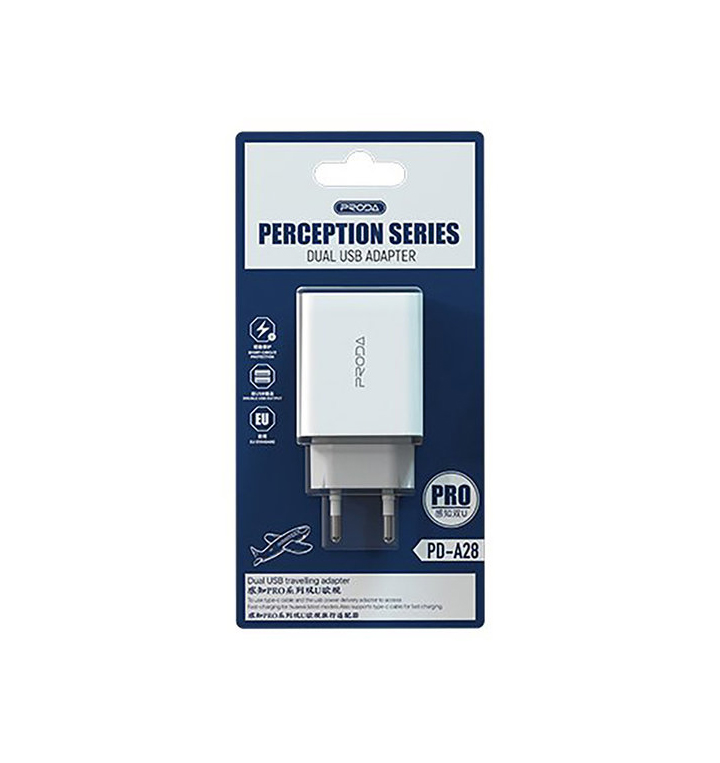 CHARGEUR SECTEUR EN USB PRODA/REMAX MOD.PD-A28 (2USB)