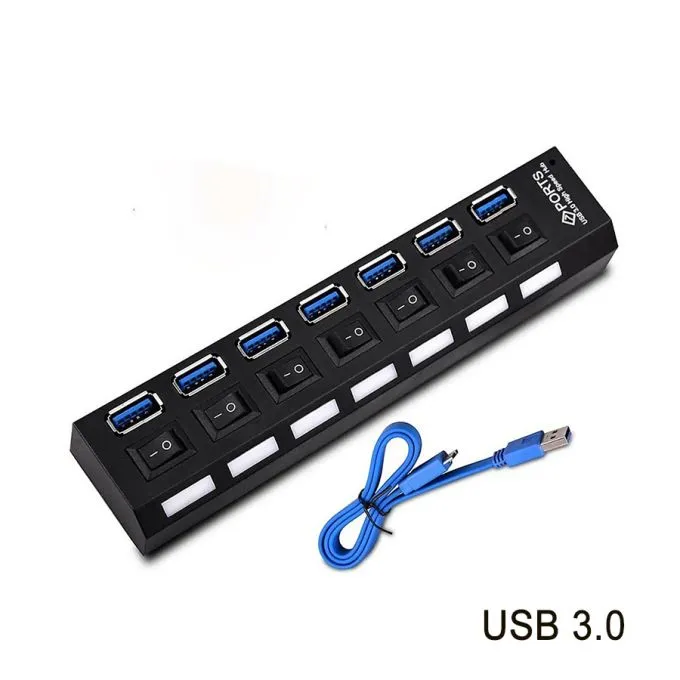 HUB EN USB3.0 7PORTS AVEC INTERRUPTEUR/LED MOD.701