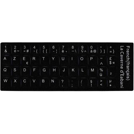 AUTOCOLLANT POUR TOUCHE CLAVIER AZERTY NOIR