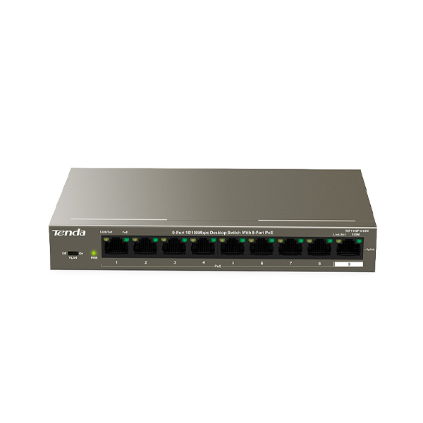 POE SWITCH TENDA 9 PORTS 10/100 Mbps TEF1109P-8-63W