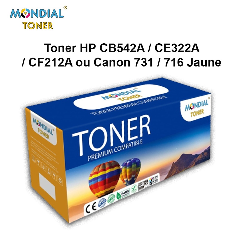 TONER MONDIALTONER HP CB542A / CE322A / CF212A OU CANON 731 / 716 YELLOW