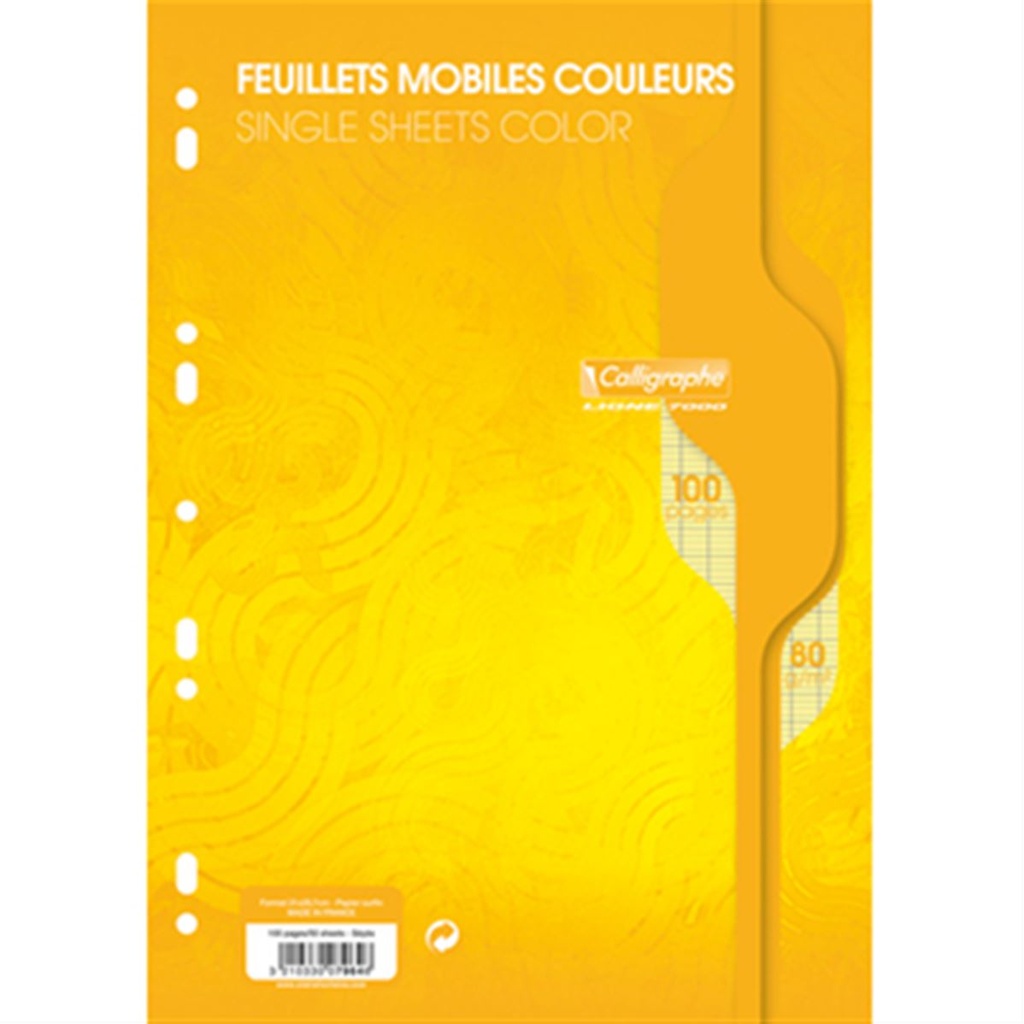 FEUILLE MOBILE CALLIGRAPHE JAUNE A4 100P 80G 7964C