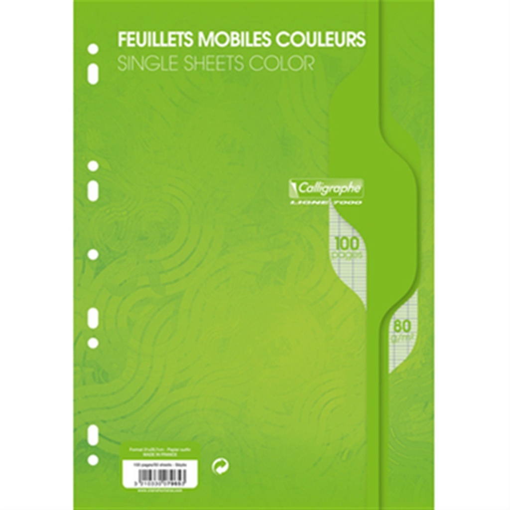 FEUILLE MOBILE CALLIGRAPHE VERT A4 100P 80G 7965C