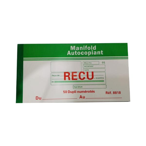 CARNET DE REÇU AUTOCOPIANT 50 DUPLI 8818