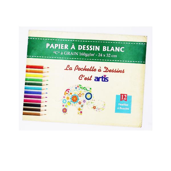 POCHETTE DESSIN BLANC 24*32 180G CANSON 12FEUILLE A0146204