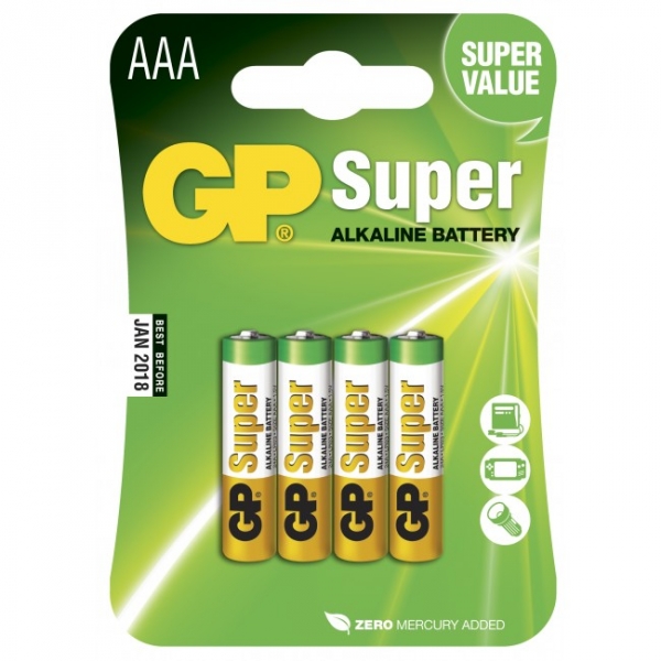 PILE ALKALINE GP LR03 PLAQUETTE DE 4