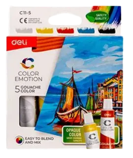 GOUACHE 5COULEURS 12ml DELI DEC11-5