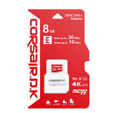 CARTE MEMOIRE MICRO-SD 8GB CORSAIRDK AVEC ADAPTATEUR SD