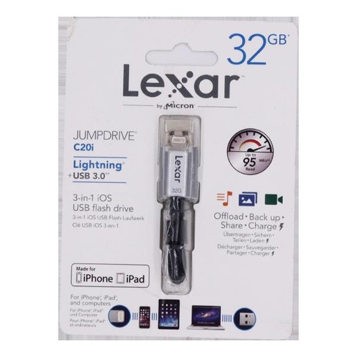 [STO:CABL-01207] CABLE JUMP DRIVE LEXAR 32Go