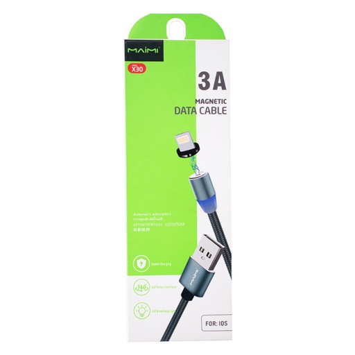 [STO:CABL-01325] CABLE X30 IOS USB TO IOS MAGNETIQUE 3A 1M GRIS