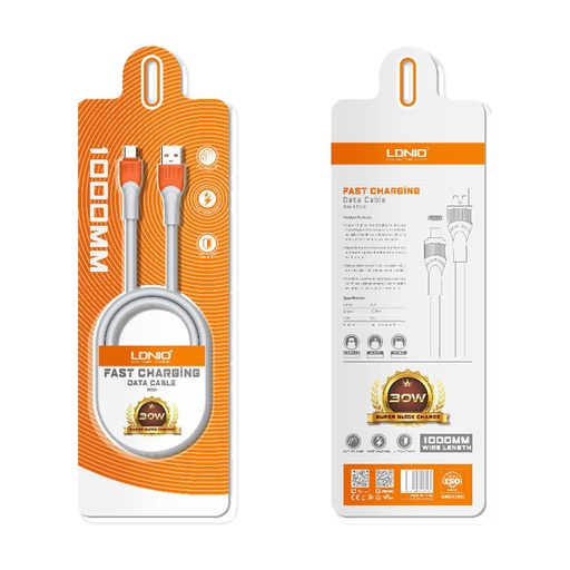 [STO:CABL-01221] CABLE LS603 IOS USB TO IOS 3M GRIS (FAST CHARGING 30W & DATA CABLE)