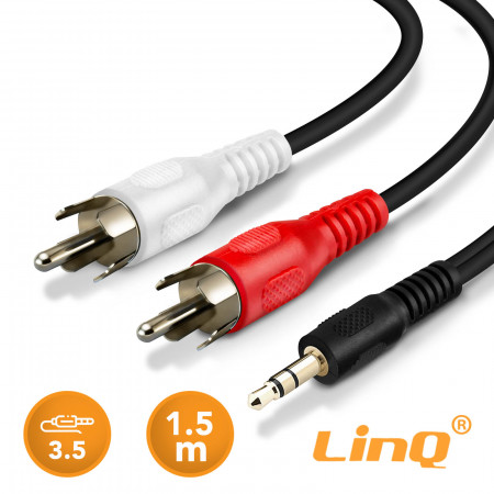 [STO:CABL-01122] CABLE AUDIO JACK 3.5MM MALE A 2RCA MALE ROUGE/BLANC 1.5METRES
