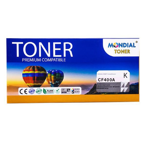 [STO:TONE-10500] TONER MONDIALTONER HP CF400A OU CANON 045 BLACK