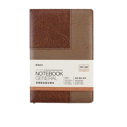 [STO:BLOC-00754] BLOC NOTE COUVERTURE CUIR MG 190*130MM 32K/80P 1AK78