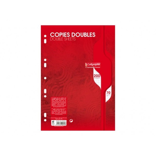 [STO:COPI-03273] COPIE DOUBLE CALLIGRAPHE 200P 70G SEYES PERFOREES