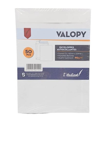 [STO:ENVE-04263] ENVELOPPE BLANCHE A5 ETUDIANT PQT DE 50