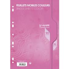 [STO:FEUI-04439] FEUILLE MOBILE CALLIGRAPHE ROSE A4 100P 80G 7963C