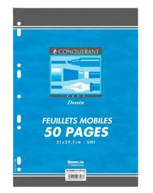 [STO:FEUI-04441] FEUILLE MOBILE DESSIN A4 50P UNI CONQUERANT
