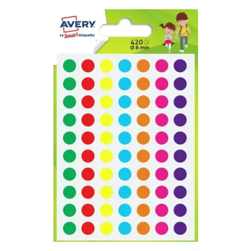 [STO:POCH-07454] POCHETTE DE 420 GOMMETTES MULTICOLOR PM R/PASMX8 AVERY