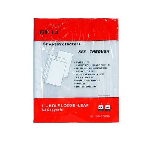 [STO:POCH-07500] POCHETTE PLAST PERFO PQT DE 100 JIE LIE