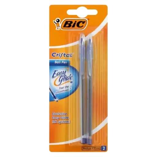[STO:STYL-09076] STYLO BIC CRISTAL EASY GLIDE BLISTER DE 2 BLEU-NOIR