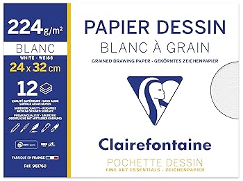 [STO:POCH-07448] POCHETTE CANSON BLANC CLAIREFONTAINE 24*32 224G 96176C 12 FEUILLES